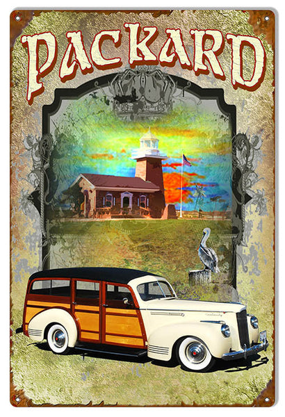 Packard Automobile Reproduction Metal  Sign By Artist Phil Hamilton 12″x18″