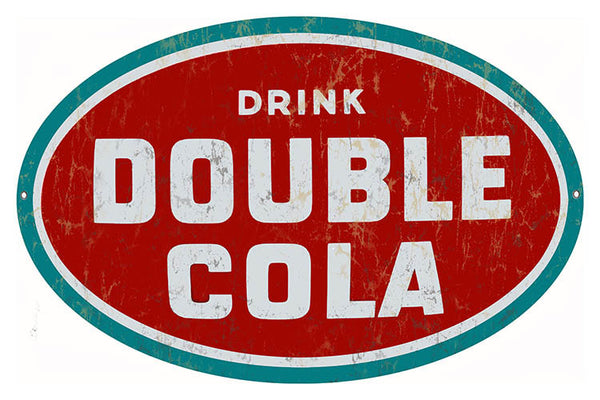 Drink Double Cola Nostalgic Reproduction Metal  Sign 11″x18″ Oval