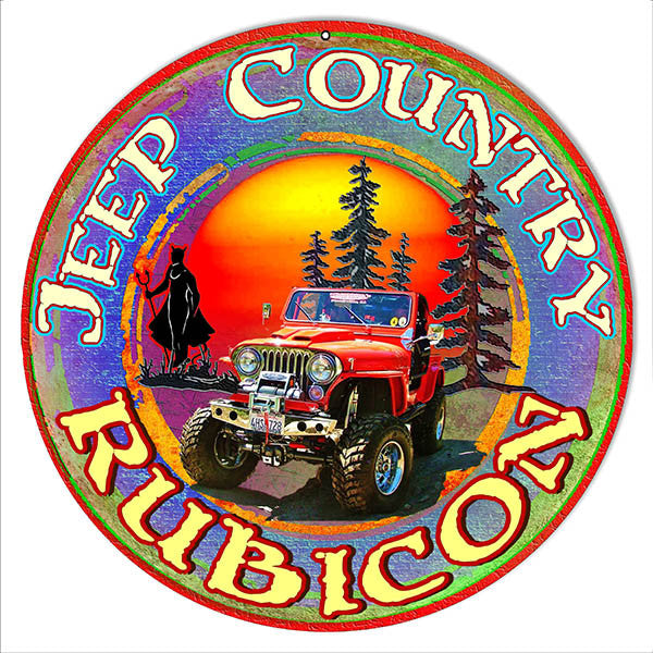 Rubicon Jeep Reproduction Metal  Sign By Artist Phil Hamilton 14″x14″