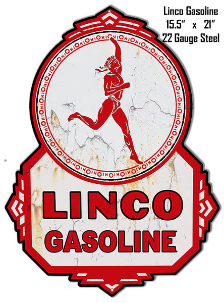 Linco Gasoline Laser Cut Out Reproduction Metal  Sign 15.5″x21″
