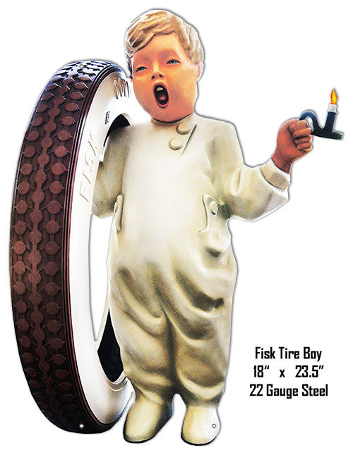 Fisk Tire Boy Reproduction Laser Cut Out Metal  Sign 18″x23.5″