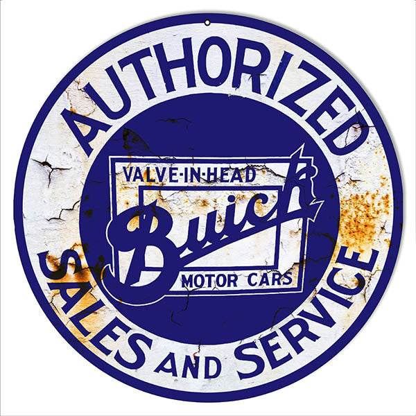 Authorized Buick Sales Reproduction Garage Shop Metal  Sign 14″x14″