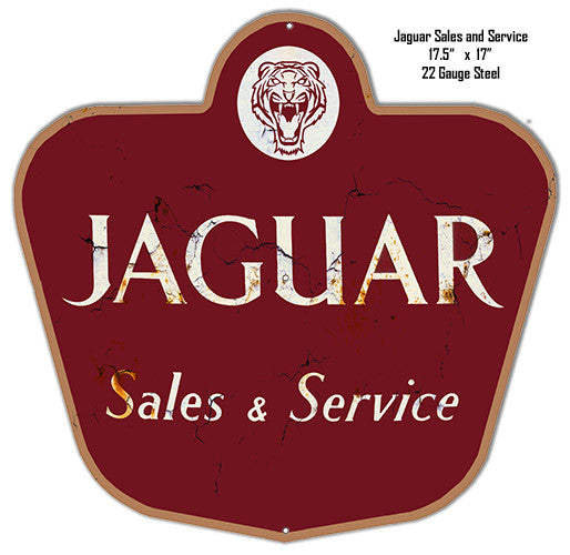 Jaguar Sales Reproduction Laser Cut Out Metal  Sign 17″x17.5″