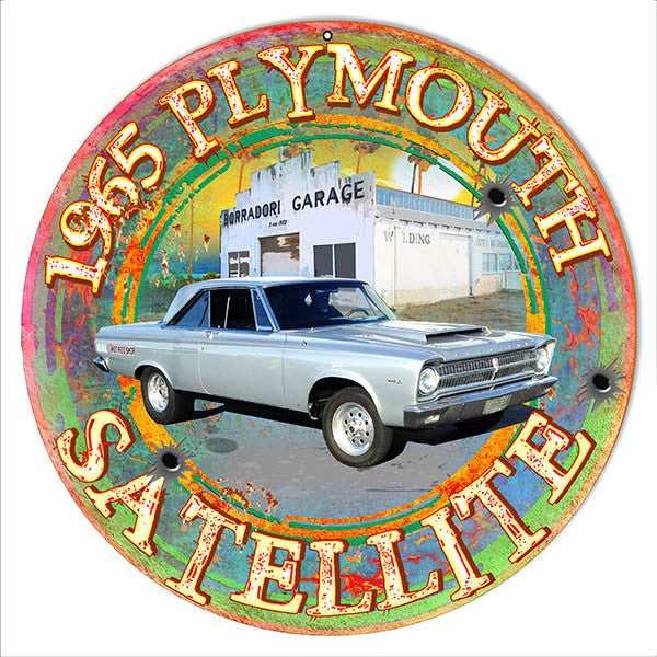 1965 Plymouth Reproduction Metal  Sign By Artist Phil Hamilton 14″x14″