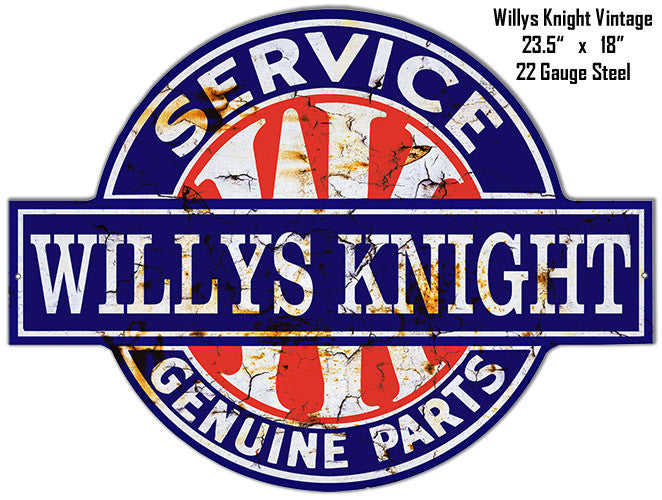 Distressed Willys Knight Laser Cut Out 18″x23.5″ Metal Sign