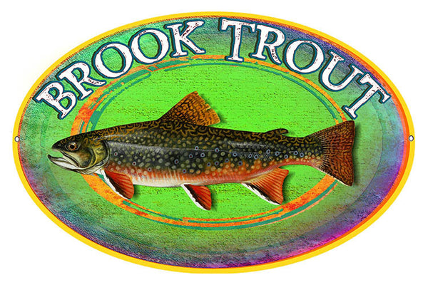 Brook Trout By Artist Phil Hamilton Reproduction 11″x18″ Metal Sign