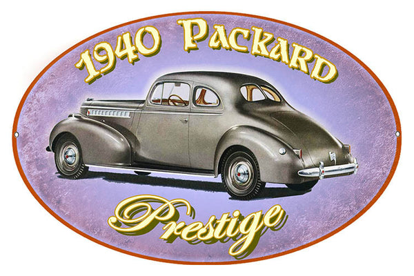 1940 Packard Prestige Reproduction By Artist Phil Hamilton 11″x18″ Metal Sign