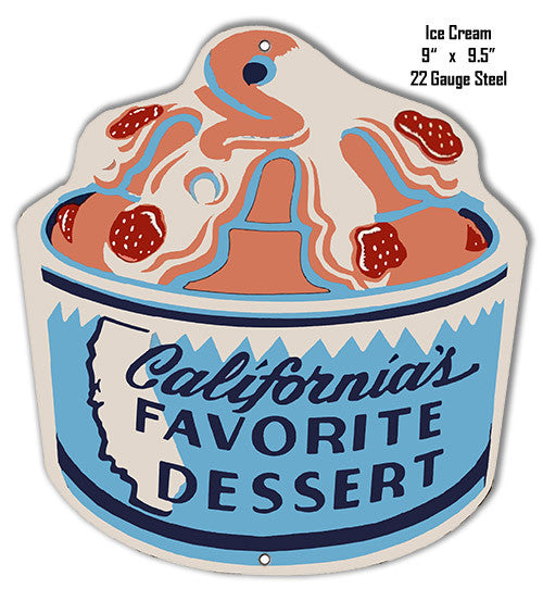 California Favorite Ice Cream Laser Cut Out 9″x9.5″ Metal Sign