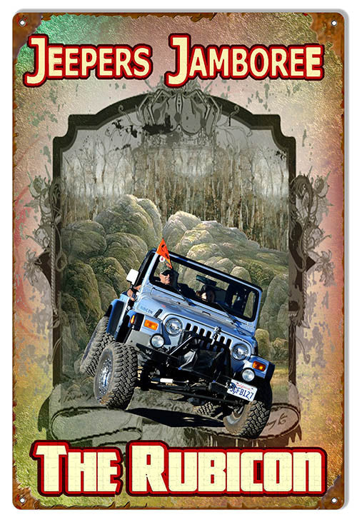 Jeep Rubicon Reproduction By Artist Phil Hamilton 12″x18″ Metal Sign