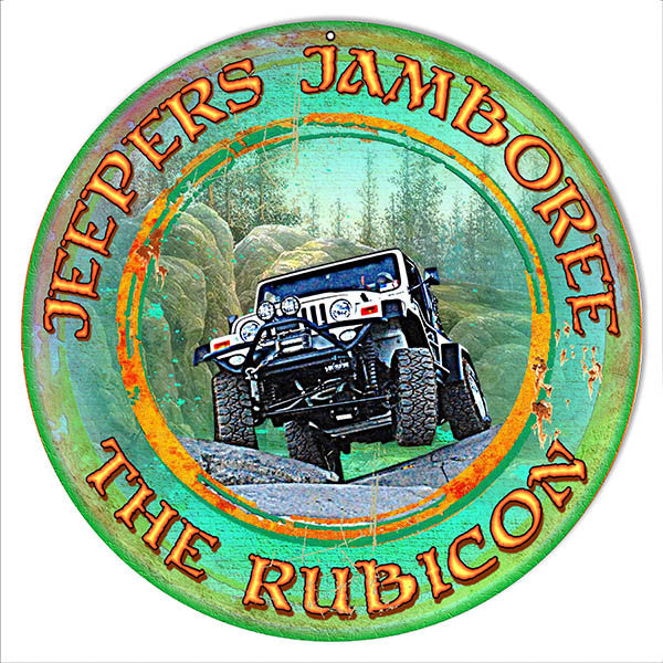 Round Jeepers Jamboree By Artist Phil Hamilton Reproduction 14x14 Metal Sign