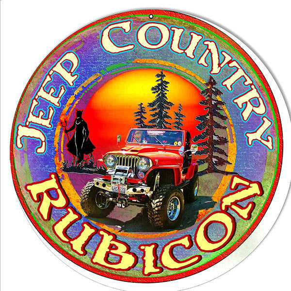 Rubicon Jeep Country Reproduction By Artist Phil Hamilton 14″x14″ Sign Metal