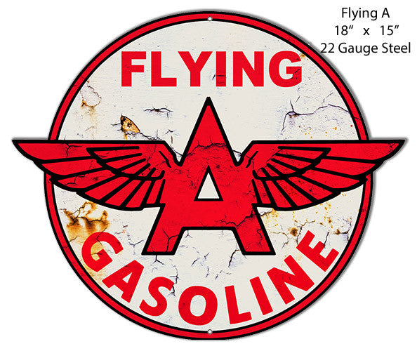 Distressed Flying A Gasoline Laser Cut Out Metal  Sign 15″x18″