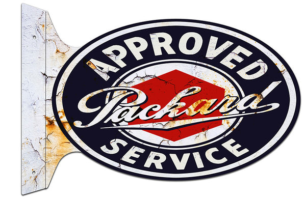 Approved Packard Distressed Flange Reproduction Metal  Sign 12″x18″ Oval
