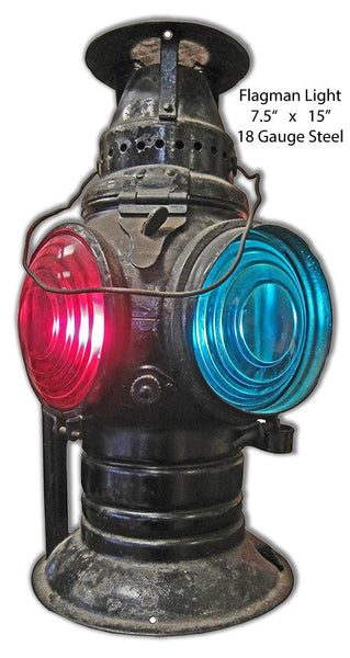 Flagman Light Laser Cut Out Metal  Sign Reproduction 7.5″x15″