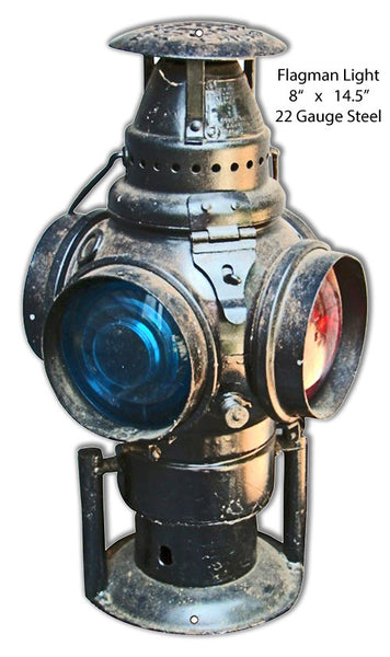 Laser Cut Out Flagman Light Reproduction Metal  Sign 8″x14.5″