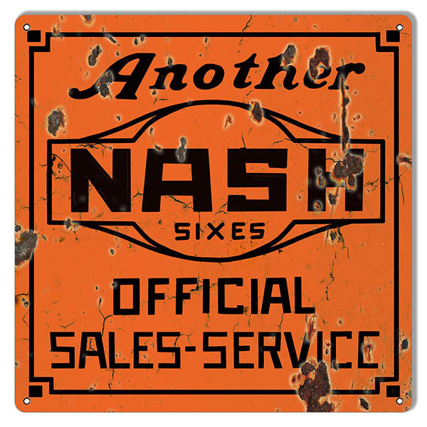 large Distressed Another Nash Reproduction Gas Station Metal  Sign 16″x16″