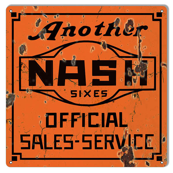 Distressed Another Nash Reproduction Gas Station Metal  Sign 12″x12″