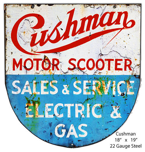 Cushman Motor Scooter Laser Cut Out Reproduction Metal  Sign 18″x19″