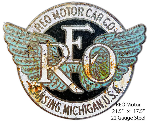 REO Motors Reproduction Laser Cut Out Metal  Sign 17.5″x21.5″