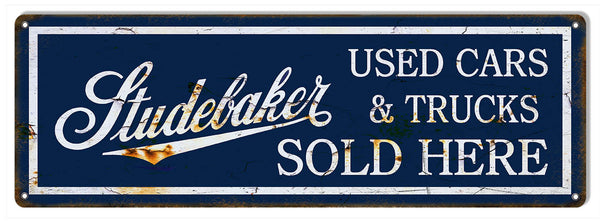 Sold Here Studebaker Large Reproduction Garage Shop Metal  Sign 8″x24″