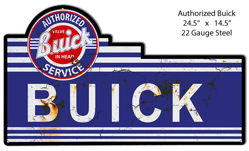 Aged Buick Laser Cut Out Reproduction Metal  Sign 14.5″x24.5″