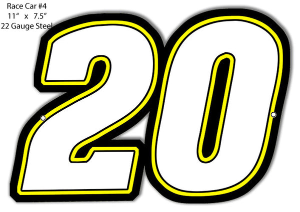 #20 Race Car Laser Cut Out Reproduction Metal  Sign 7.5″x11″