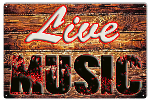 Live Music Reproduction Bar Metal  Sign 12″x18″