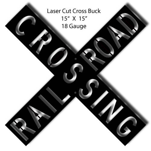Crossbuck Black Laser Cut Out 15″x15″