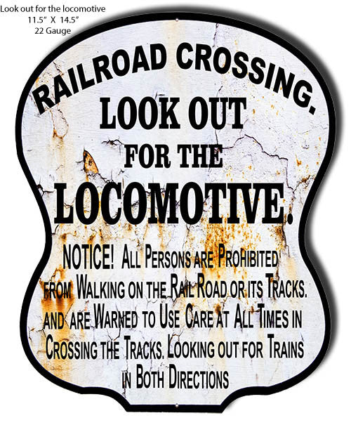 Railroad Crossing Reproduction Look Out Sign 11.5″x14.5″