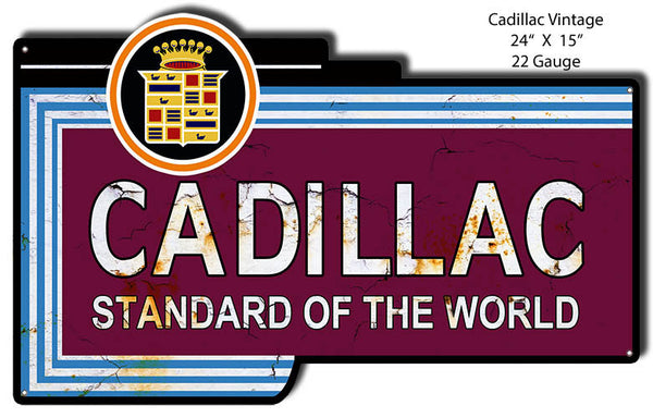 Distressed Cadillac Reproduction Laser Cut Out 15″x24″