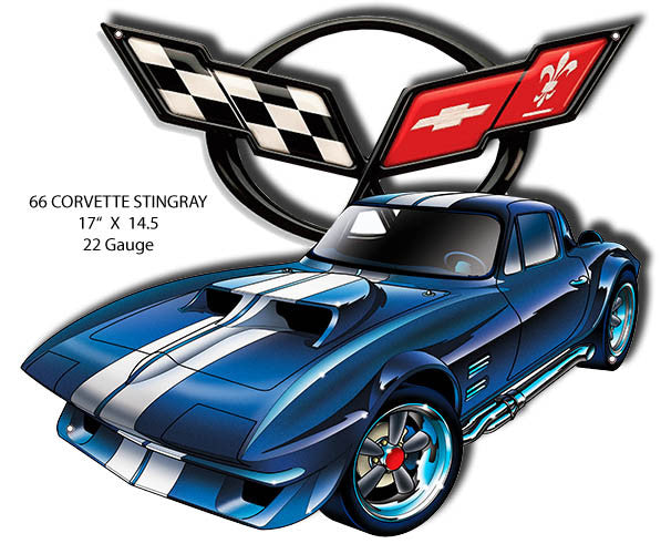 66 Corvette Stingray Laser Cut Out By Artist Bernard Oliver 14.5″x17″