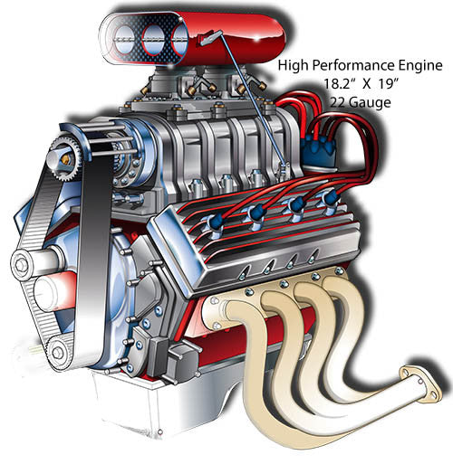 Engine High Performance Laser Cut Out By Artist Bernard Oliver 18.5″x19″