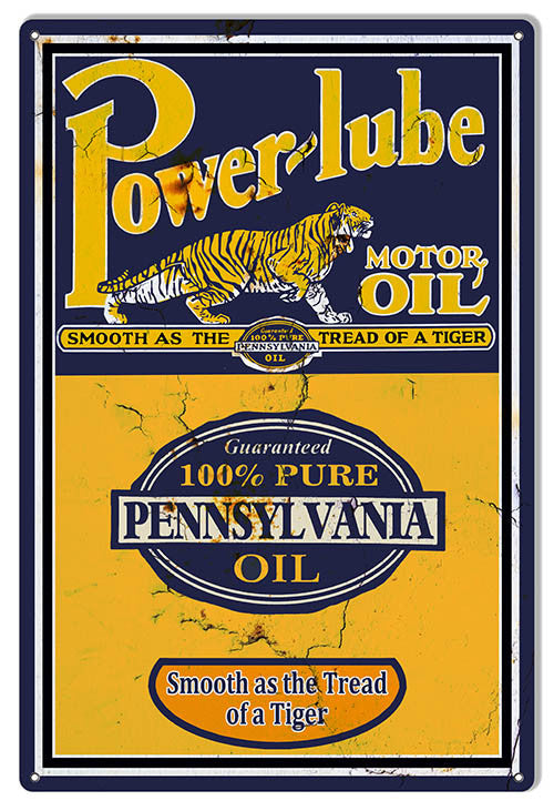 Power-Lube Reproduction Motor Oil Sign 12″x18″
