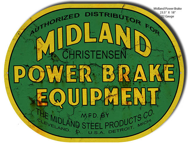 Midland Power Brake Laser Cut Out Reproduction Sign 18″x23.5″