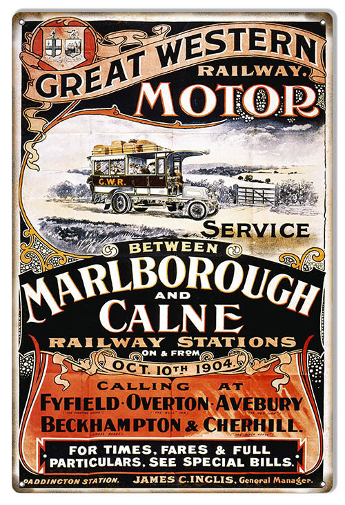Great Western Railway Motor Reproduction Railroad Sign 12″x18″