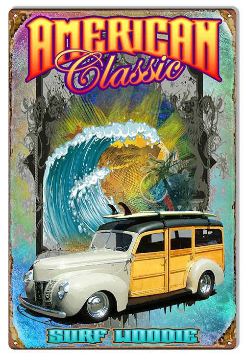 Surf Woodie Classic By Artist Phil Hamilton 12″x18″