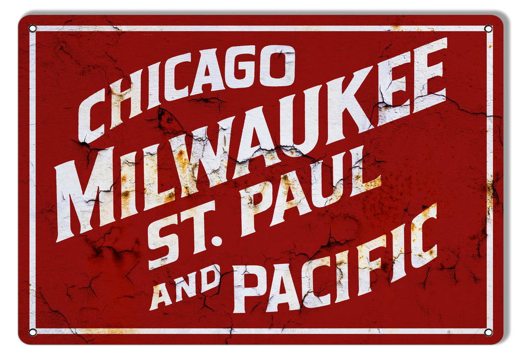 Distressed Looking Chicago Milwaukee Railroad Sign 12″x18″