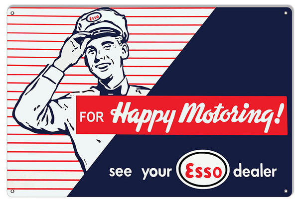 ESSO Happy Motoring Reproduction Motor Oil Sign 12″x18″
