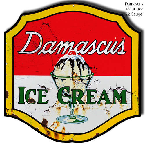 Damascus Ice Cream Laser Reproduction Cut Out Sign 16″x16″
