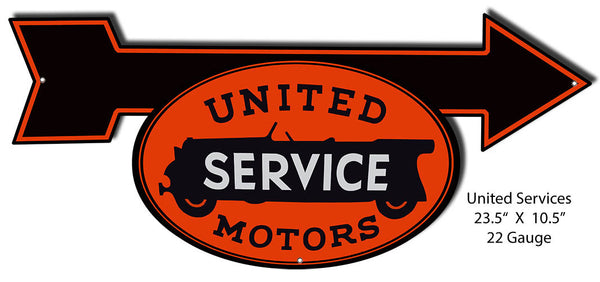 United Motors Service Arrow Laser Cut Out 10.5″x23.5″