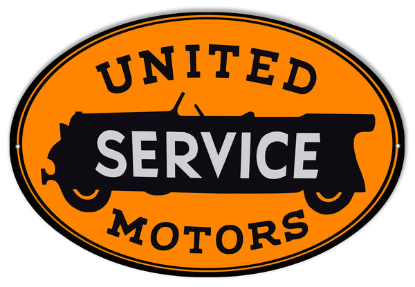 Large United Motors Service Oval Gas Station Sign 11″x18″
