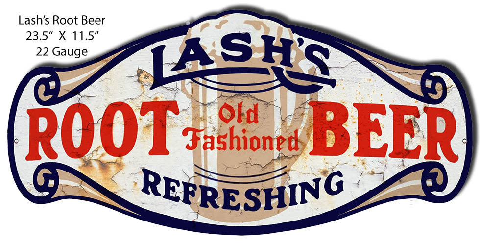 Lashs Root Beer Laser Cut Out Reproduction Sign 11.5″x23.5″