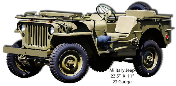 Military Jeep Laser Cut Out Reproduction Sign 11″x23.5″
