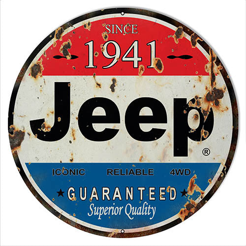 Aged Looking 1941 Jeep Reproduction Sign 14″x14″