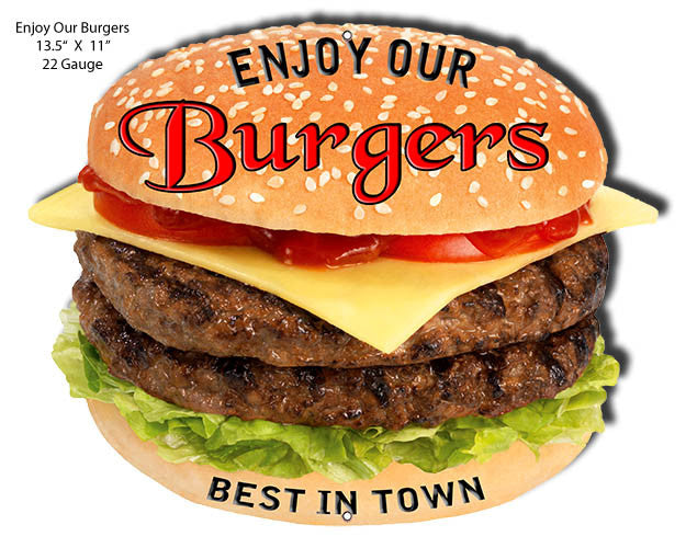 Enjoy Our Burgers Laser Cut Out Sign 11″x13.5″