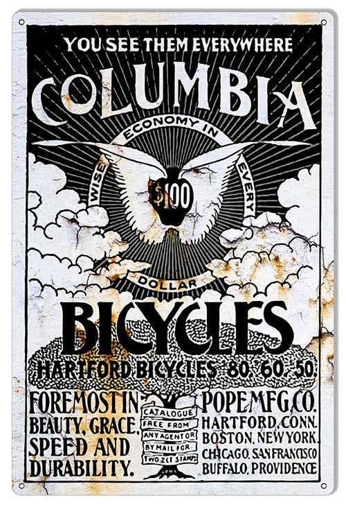 Columbia Bicycles Reproduction Sign 12″x18″