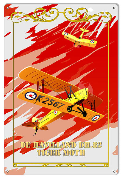 Tiger Moth Reproduction Aviation Sign 12″x18″