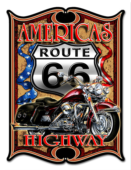 Route 66 Highway Reproduction Cut Out By Steve McDonald Sign 14"x18"