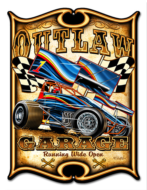 Outlaw Garage Laser Cut Out Hot Rod Sign By Steve McDonald 14"x18"