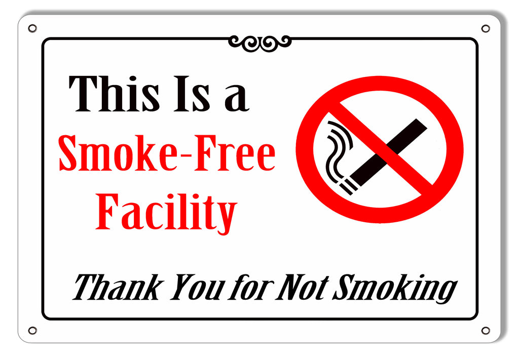Smoke Free Facility Reproduction Bar Sign 9"x12"